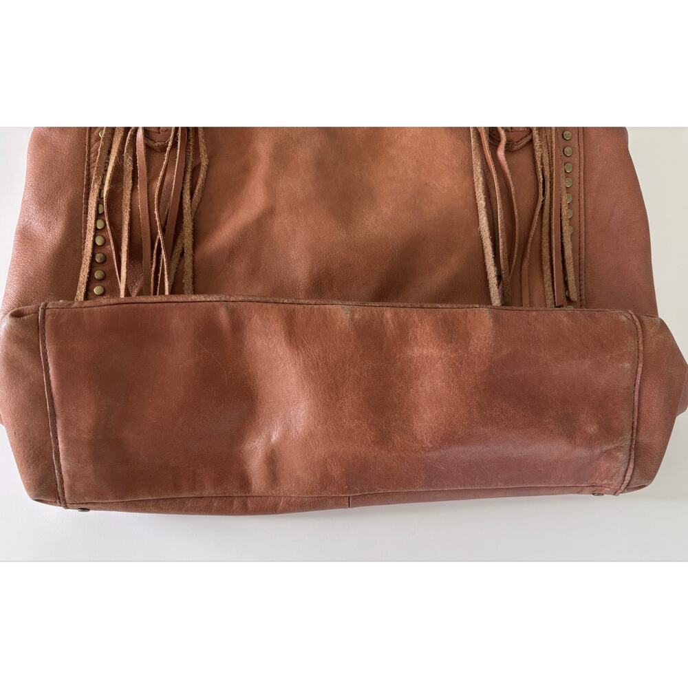 The Sak Cognac Leather Tote Bag Studded Fringe Large Boho Shoulder Bag  Festival - Picture 3 of 13